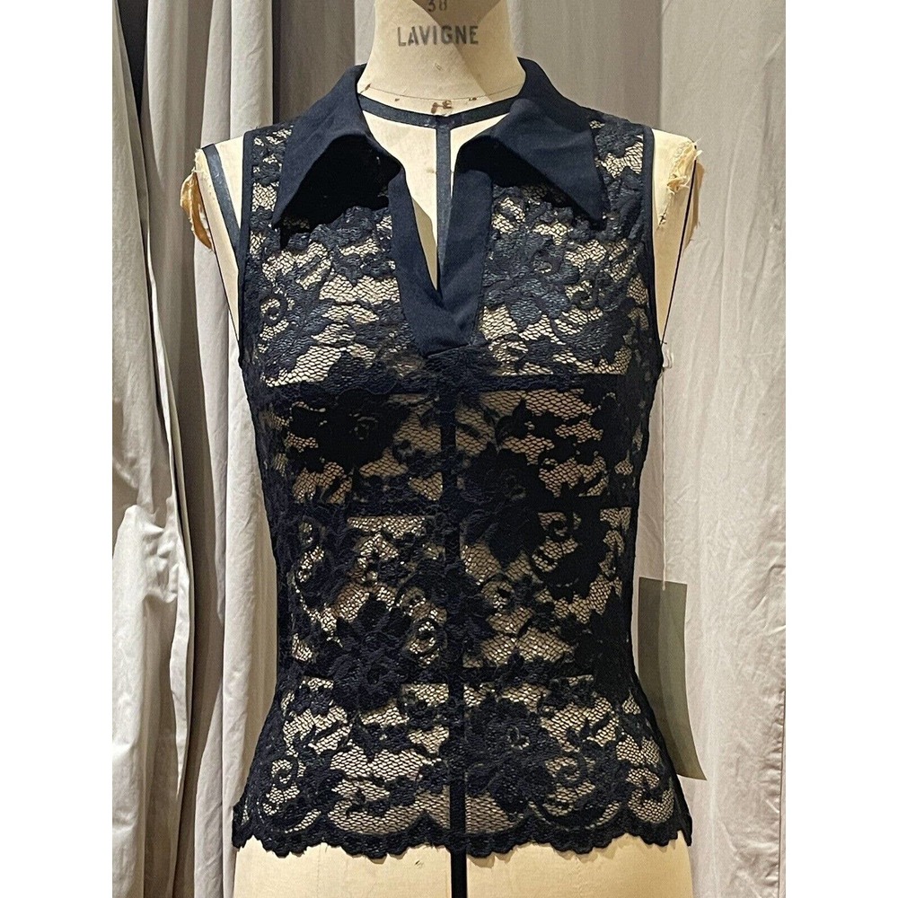 Vintage Y2K Ann Ferriday Stretch Lace Deadstock Top XS/S NWT